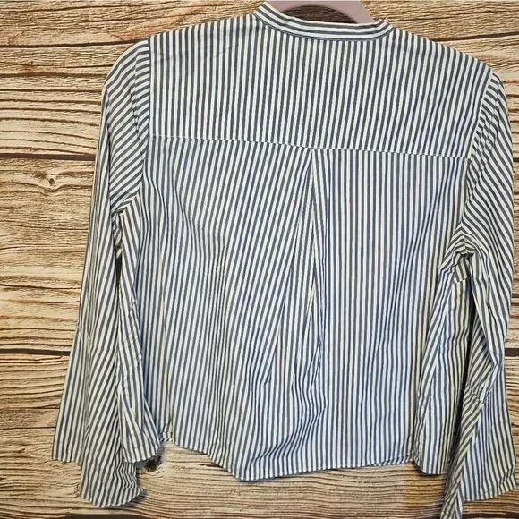 Madewell long sleeve blouse Women's small blue/ white strip Pre-owned - Picture 4 of 6